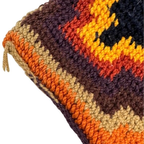 Vintage 70s 80s Handwoven Tapestry Shoulder Bag With Bohemian Geometric Pattern - Picture 9 of 14